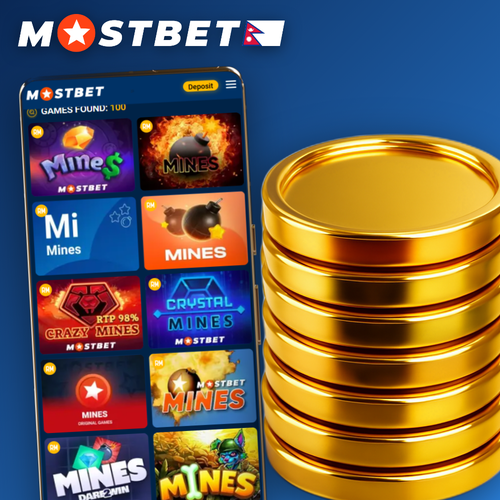 Mostbet Mines 5x5 grid with green gems and rising multiplier badge