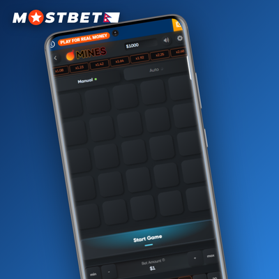 Mostbet Mines aggressive mode with 10-plus mines and a bold 20x multiplier badge
