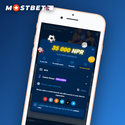 Mostbet register via phone number using Nepal +977 SMS OTP verification
